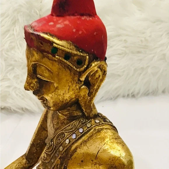 Gold Buddha Statue with Red Accents - Picture 11 of 13